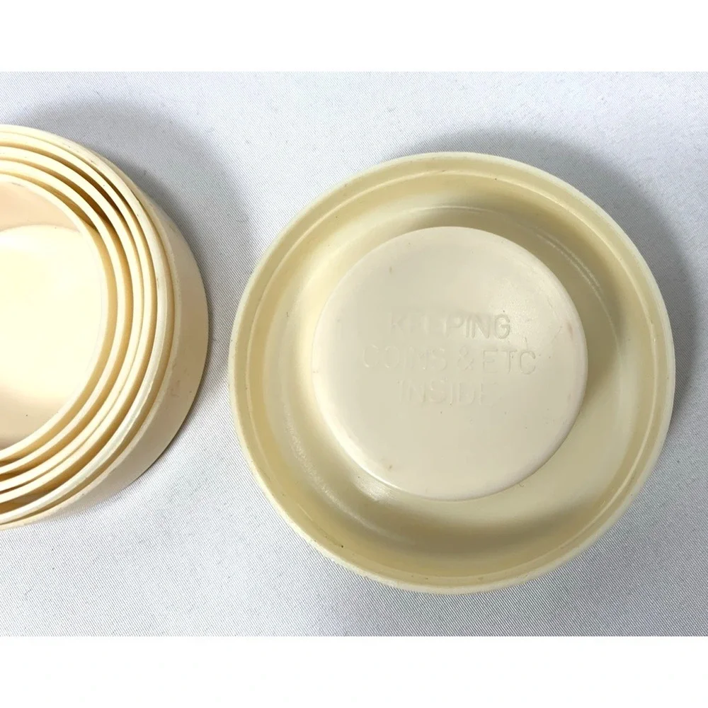 Folding Drinking Cup Vintage Ivory Plastic‎ Telescoping Travel Pill Compartment